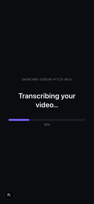 ReelTake transcribing your video